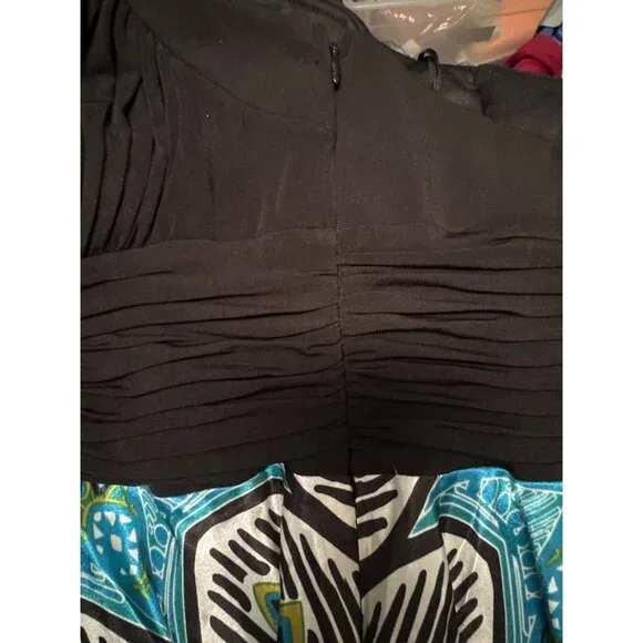 Signature by Sangria Size Small Black Blue Halter Dress Handkerchief Hem Bohemia - Picture 14 of 14